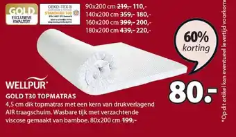 Jysk GOLD T30 TOPMATRAS aanbieding