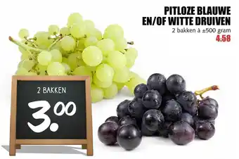 MCD Supermarkt Pitloze blauwe en-of witte druiven 500 gram aanbieding