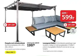 Boerenbond Pergola met schaduwdoek of loungeset malta aanbieding