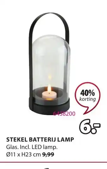 Jysk Stekel Batterij lamp 11 x H23 cm aanbieding