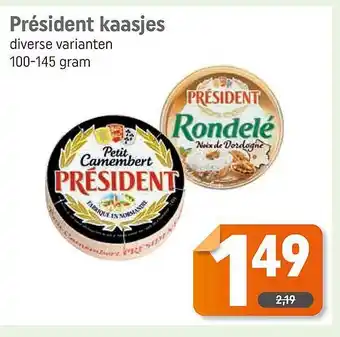 Dagwinkel Président kaasjes 100-145 gram aanbieding