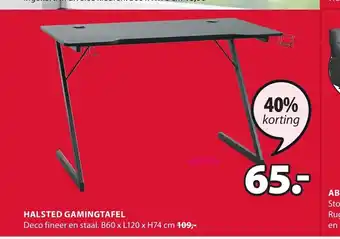 Jysk Halsted Gamingtafel B60 x L120 x H74 cm aanbieding