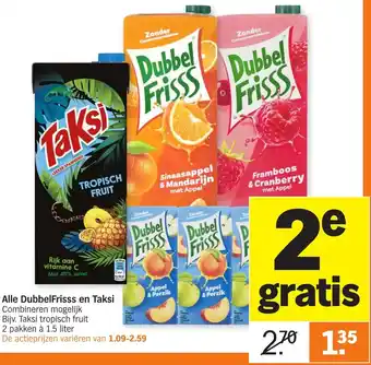 Albert Heijn DubbelFrisss en Taksi 2*1.5L aanbieding