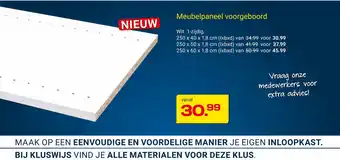 Kluswijs Meubelpaneel voorgeboord aanbieding