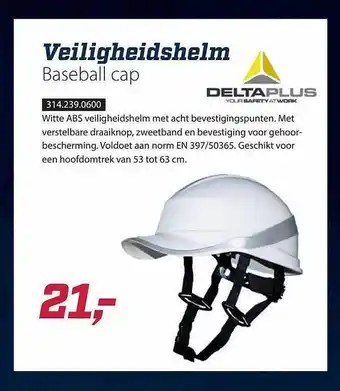 Provak DeltaPlus Veiligheidshelm Baseball Cap aanbieding