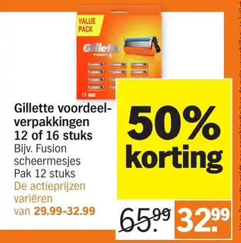 Albert Heijn Gillette voordeelpakkingen 12 of 16 stuks aanbieding