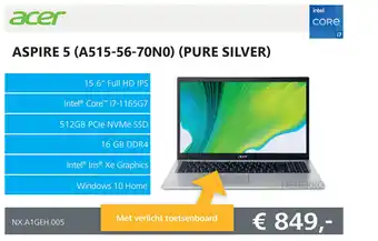 Informatique Acer Aspire 5 (A515-56-70N0) (Pure silver) aanbieding