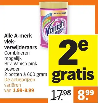 Albert Heijn All A-merk vlekverwijderaars 2*600g aanbieding