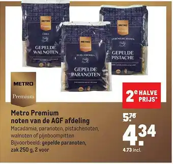 Makro Metro premium noten van de agf afdeling 250 g aanbieding