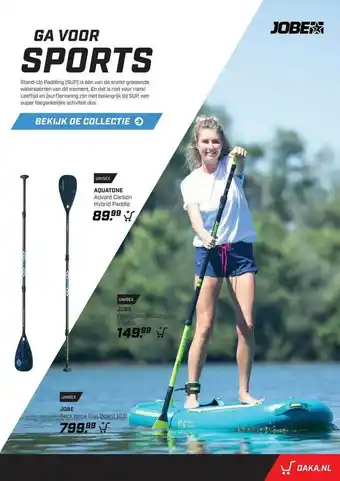 Daka Sport Aquatone advant carbon hybrid paddle, jobe aero yarra sup board 10.6 of jobe fiberglass paddle lime 3 piece aanbieding