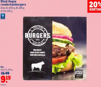 Makro Black Angus runderhamburgers 12x125g aanbieding