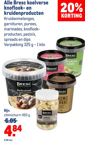 Makro Alle Bresc koelverse knoflook- en kruidenproducten aanbieding