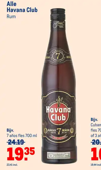 Makro Alle Havana Club Rum 7 anos fles 700 ml aanbieding