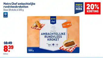 Makro Metro Chef ambachtelijke rundvleeskroketten doos 18 stuks a 100 g aanbieding