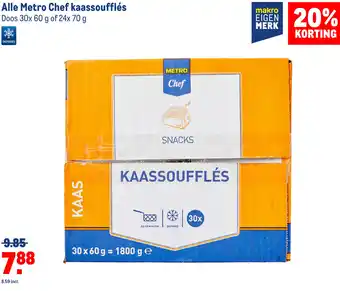 Makro Metro Chef kaassouffles doos 30x60 g of 24x70 g aanbieding