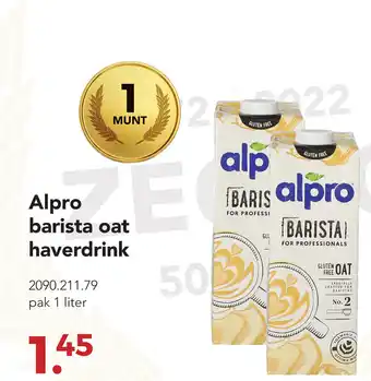 Zegro Alpro barista oat haverdrink 1 liter aanbieding