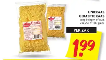 Dekamarkt Uniekaas geraspte kaas 250/300 gr aanbieding