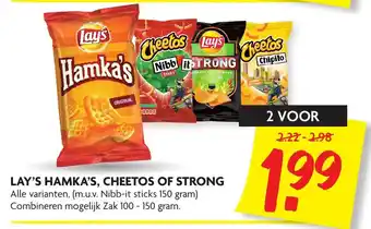 Dekamarkt Lay's Hamka's, Strong of Cheetos 2*100-150g aanbieding