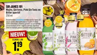 Dirck 3 Sir James 101 Mojito, Gin tonic, Pink Gin Tonic en Bitter aperitif 250 ml aanbieding