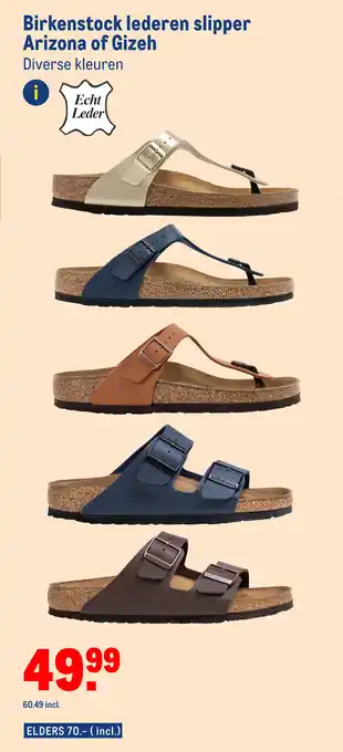 Makro Birkenstock lederen slipper Arizona of Gizeh aanbieding