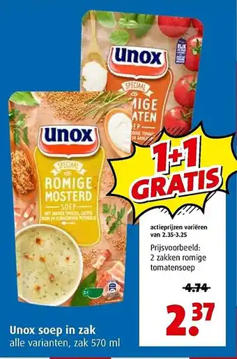 Boni Unox soep in zak aanbieding