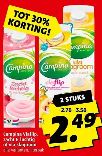 Boni Campina Vlaflip, zacht & luchtig of vla slagroom aanbieding