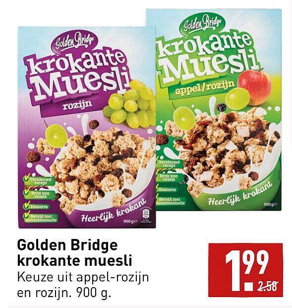 Golden Bridge Krokante Muesli aanbieding bij ALDI