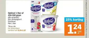 Albert Heijn Optimel 1 Liter Of 450-500 Gram 25% Korting aanbieding