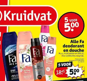 Kruidvat Alle Fa Deodorant En Douche aanbieding