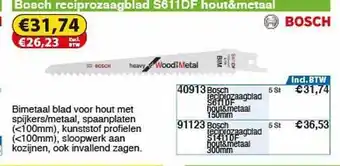 Toolstation Bosch Reciprozaagblad S611DF Hout&Metaal aanbieding