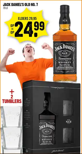 Dirck 3 Jack Daniel's  Whiskey Met 2 tumblers 70 cl aanbieding