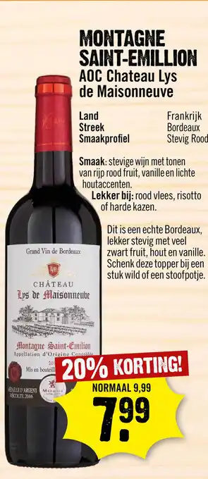 Dirck 3 Chateau Lys de Maisonneuve Montagne St. Émilion 75 cl aanbieding