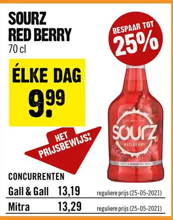 Dirck 3 Sourz Red Berry 70 cl aanbieding