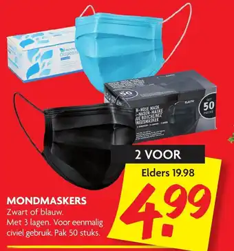 Dekamarkt Mondmaskers 2*50-pack aanbieding