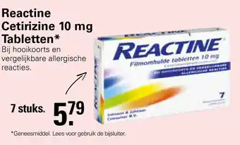 De Online Drogist Reactine cetirizine 10 mg tabletten 7 stuks aanbieding