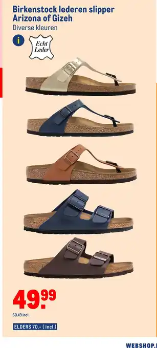 Makro Birkenstock lederen slipper Arizona of Gizeh aanbieding