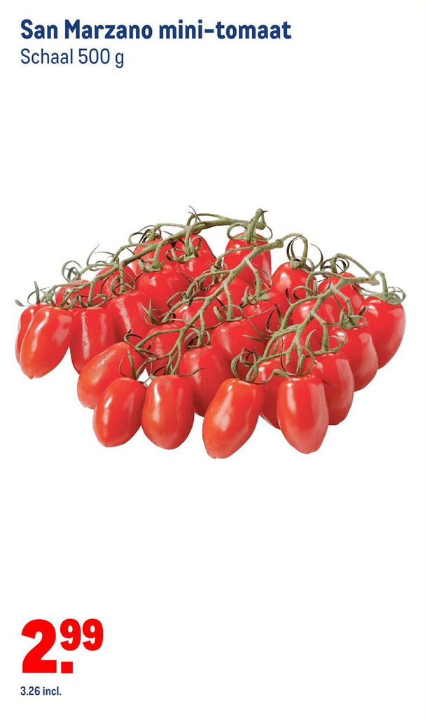 Makro San Marzano mini-tomaat Schaal 500 g aanbieding