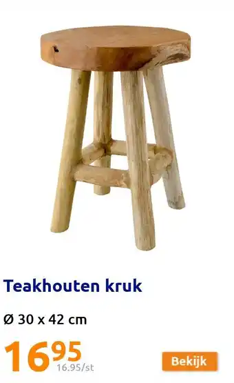 Action Teakhouten kruk aanbieding