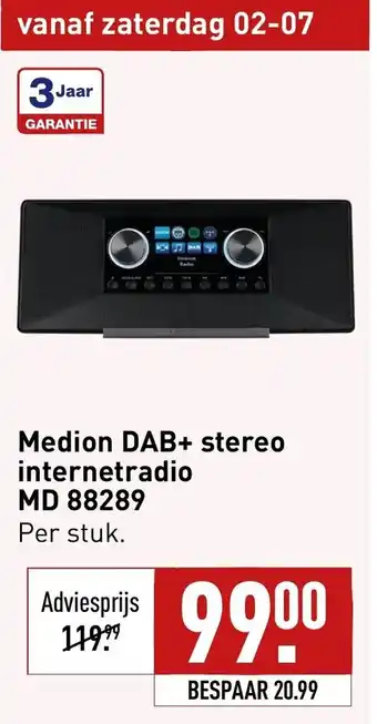 ALDI Medion DAB+ stereo internetradio MD 88289 aanbieding