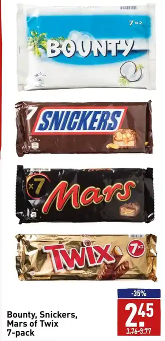 ALDI Bounty, snickers, mars of twix 7-pack aanbieding