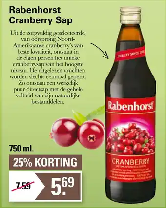 De Online Drogist Rabenhorst Cranberry Sap aanbieding