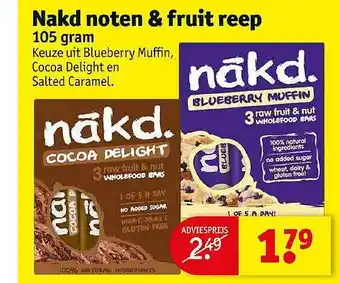 Kruidvat Nakd Noten & Fruit Reep aanbieding