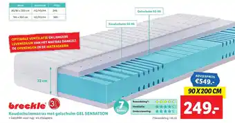 Lidl Breckle Koudschuimmatras met gelschuim gel sensation 90 x 200 cm aanbieding