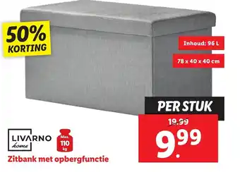 Lidl Livarno Home Zitbank met opbergfunctie 78x40x40 cm per stuk aanbieding