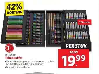 Lidl Crelando Tekenkoffer 174-delig per stuk aanbieding