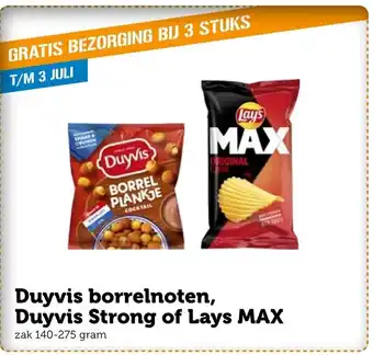 Coop Duyvis borrelnoten, Duyvis Strong of Lays MAX 140-275g aanbieding