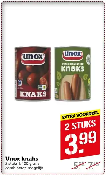 Coop Unox knaks 400g aanbieding