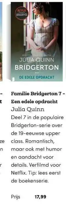 BookSpot Familie Bridgerton 7 - Een Edele Opdracht - Julia Quinn aanbieding