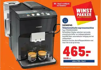 Makro Siemens Volautomatische Espressomachine TP503R09 EQ500 aanbieding