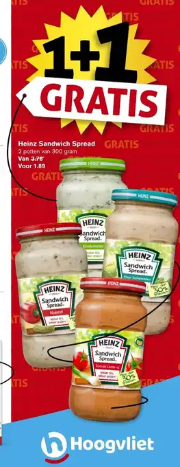 Hoogvliet Heinz Sandwich Spread 2 potten van 300 gram aanbieding